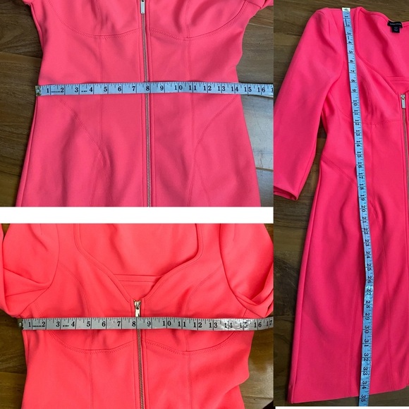 Karen Millen Hot Pink Zipper Dress Long Sleeve Bodycon Cocktail Party Barbie 8 - Picture 10 of 10